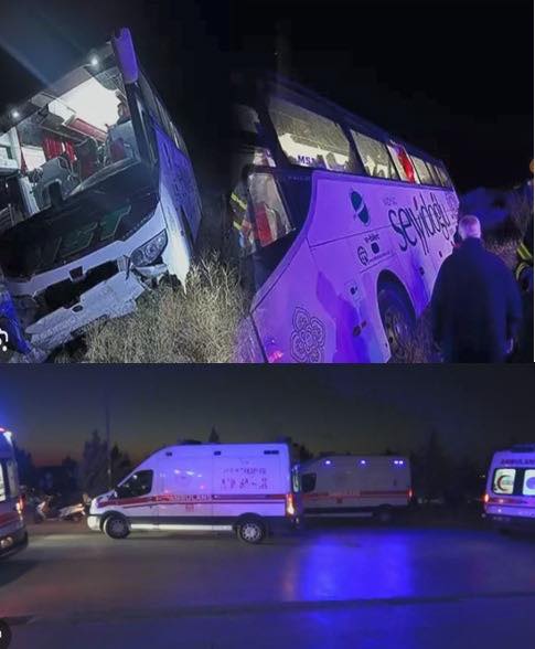 Aksaray’da Yolcu Otobüsü Devrildi